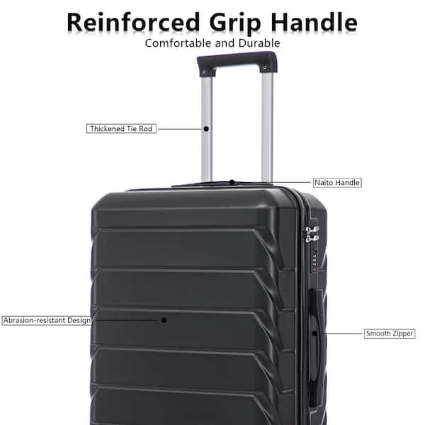 Polibi 3-Pieces Black ABS Plastic Luggage Set with Combination