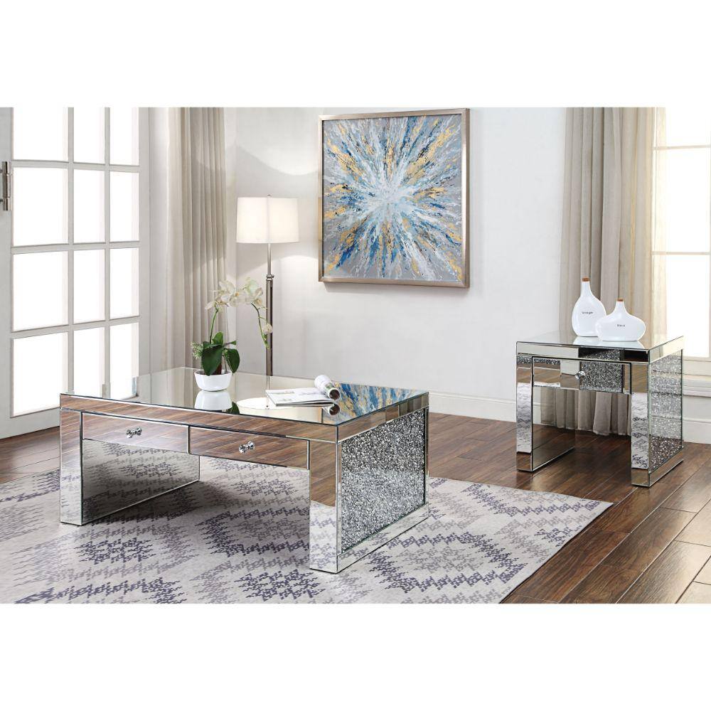 Benjara 24 in. Clear Square Glass End Table with 1-Drawer BM195951 ...