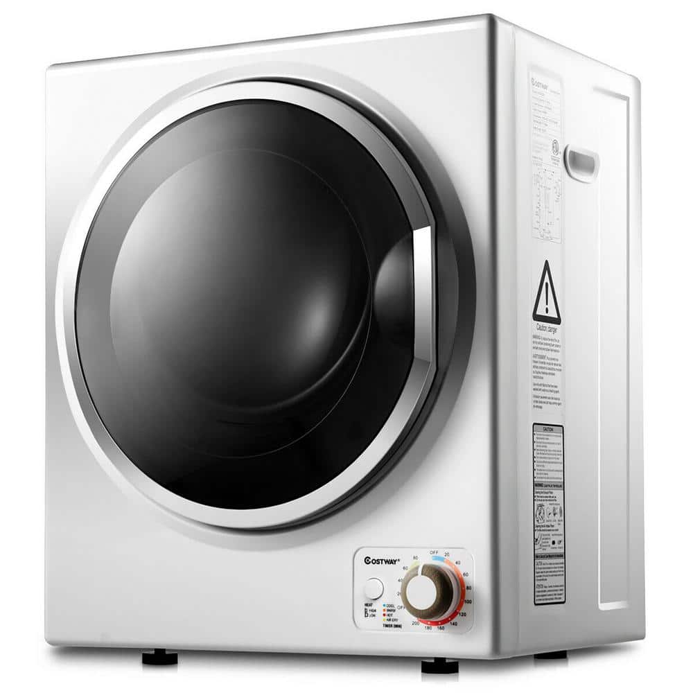 1.5 cu. ft. Vented Electric Tumble Compact Laundry Dryer Stainless Steel Wall Mounted in Gray