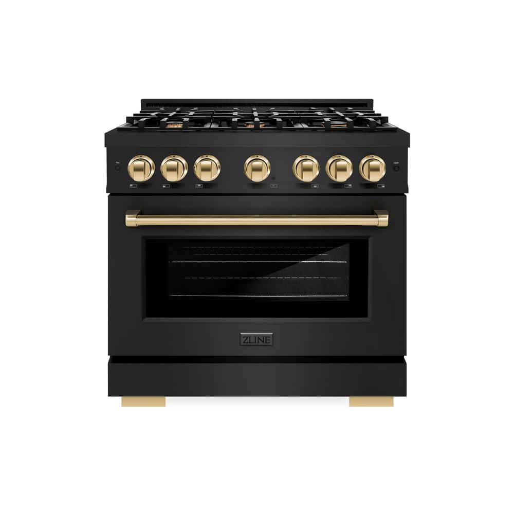 Select 36 in. 6-Burner Dual Fuel Range with Convection Oven in Black Stainless Steel and Polished Gold price history on PriceWatchPro