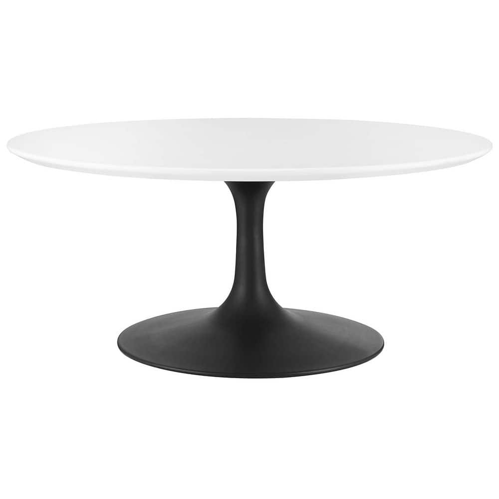 Lippa 36In Black White Round Wood Modern Coffee Table