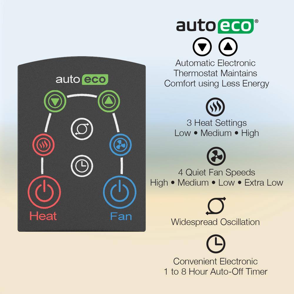 Black Ceramic Tower Fan and Space Heater with Remote
