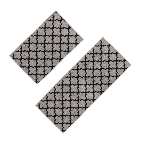 Arabesque Gray/Black 20 in. x 48 in. and 20 in. x 32 in. Polypropylene