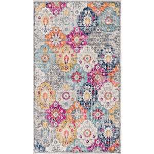 Savannah Rust 2 ft. 6 in. x 4 ft. 9 in. Modern Abstract Area Rug Doormat Entrance Floor Mat