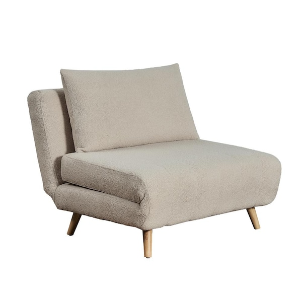 TAYLOR + LOGAN Cream Fabric Tri-Fold Sleeper Side Chair Convertible