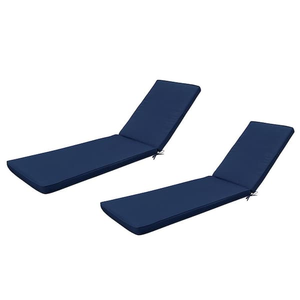 Amucolo 74.4 in. x 22.05 in. x 2.76 in. Navy Blue Outdoor Lounge Chair Replacement Cushion (Set of 2)