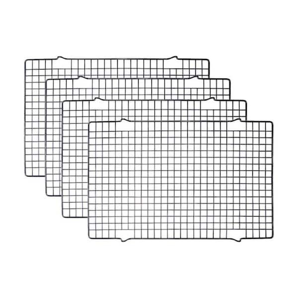 4-Pack Black Nonstick Steel Heavy-Duty Wire Cooling Rack with Raised Feet for Roasting, Baking, Grilling