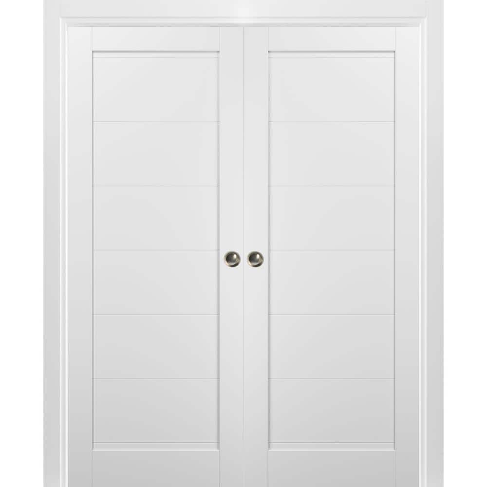 72 in. x 80 in. Single Panel White Solid MDF Sliding Door with Double Pocket Hardware price history on PriceWatchPro