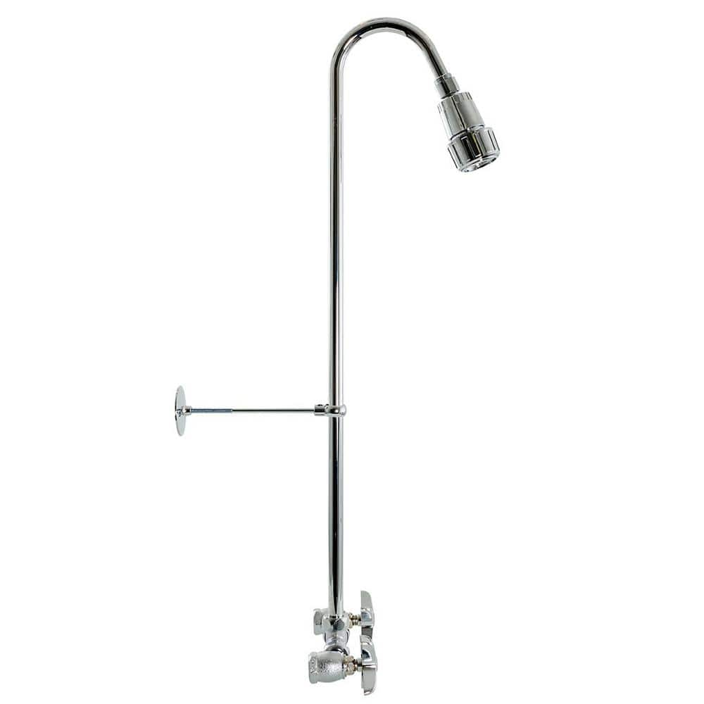 Chrome Wall Mounted Double Handle Outdoor Shower Faucet