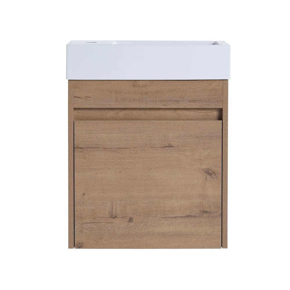 18 in. W x 10 in. D x 22.8 in. H Bathroom Vanity in Brown with Glossy White