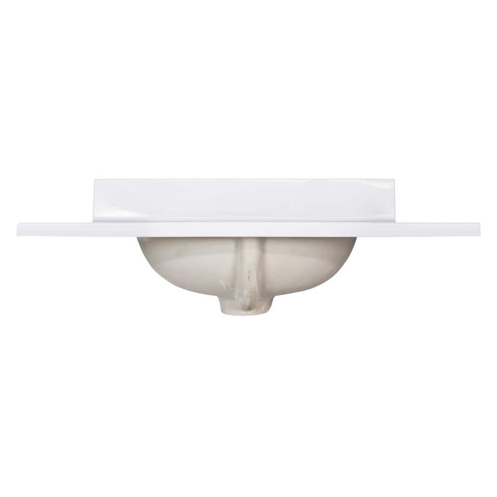Solid White Cultured Marble 31-Inch Vanity Top with Backsplash