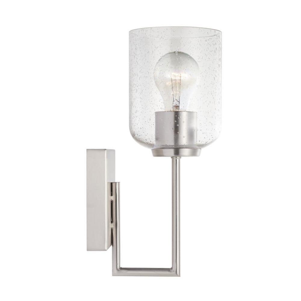Carter Brushed Nickel Sconce with Clear Seeded Glass Shade