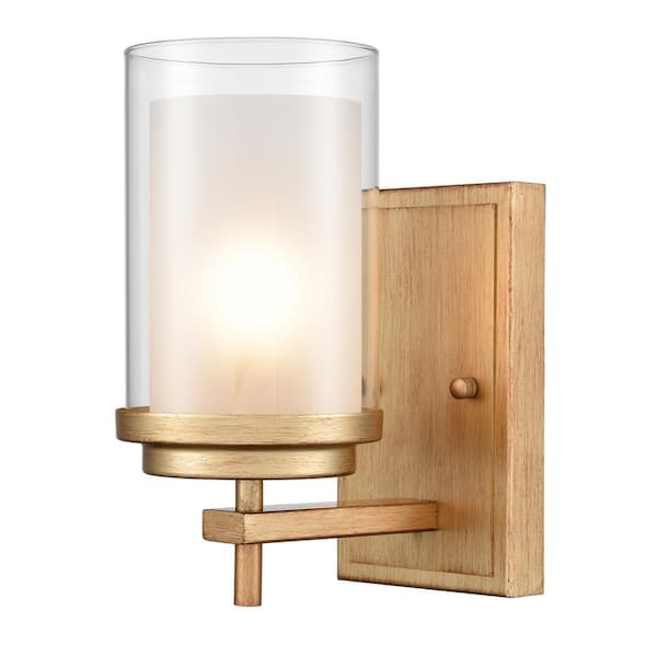 CLAXY 9.3 in. 1-Light Antique Brass Modern Wall Sconce with Standard Shade
