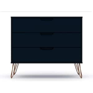 3-Drawer Tatiana Midnight Blue Mid-Century Modern Dresser