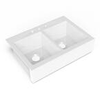 Josephine Quick-Fit Drop-in Farmhouse Fireclay 33.85 in. 3-Hole Double Bowl Kitchen Sink in Crisp White