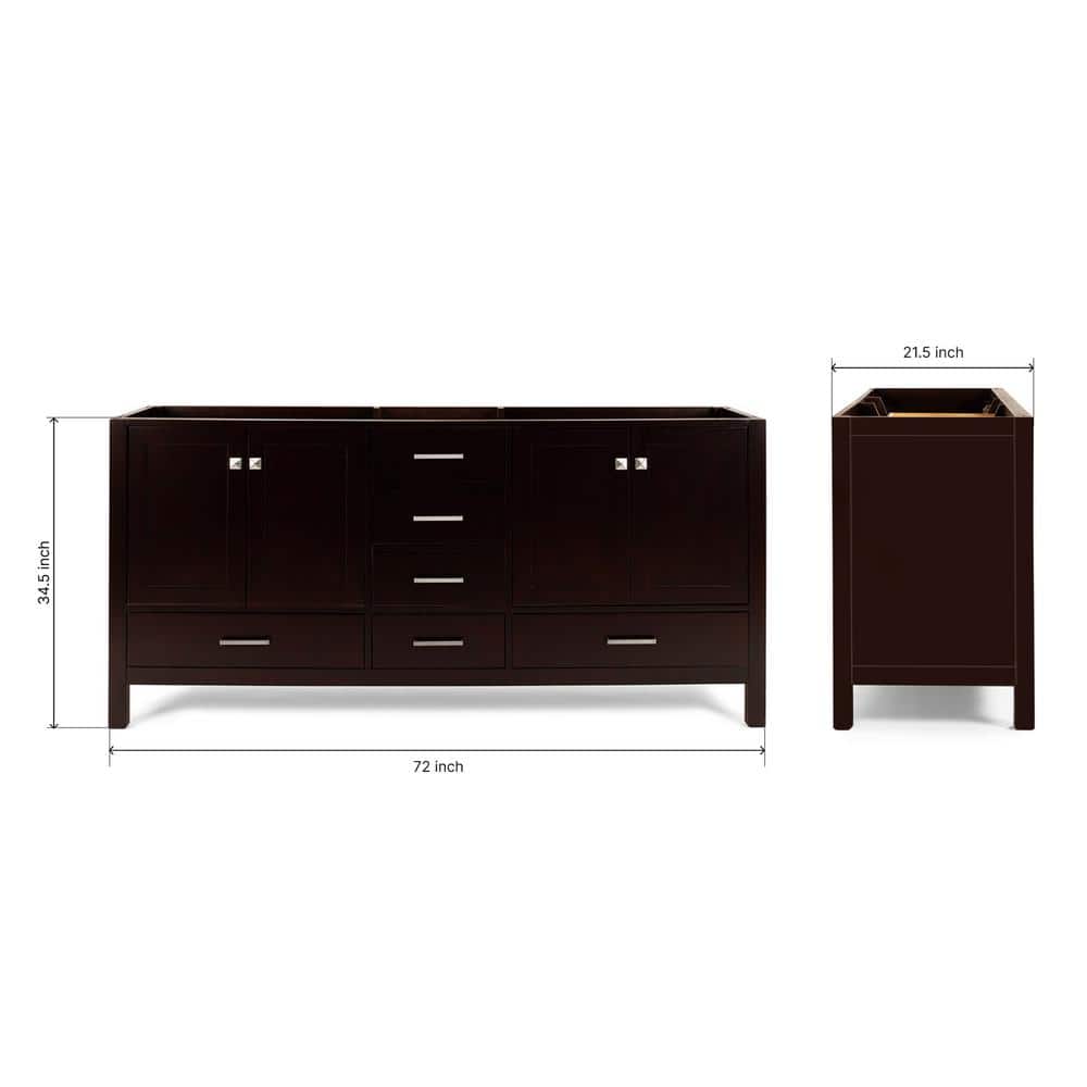 Cambridge Espresso 72" Double Freestanding Vanity with Nickel Hardware
