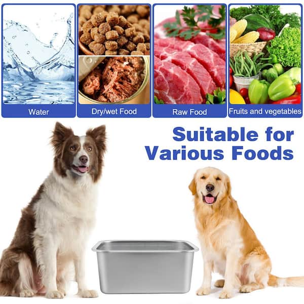 3 Gallon Stainless Steel Dog Water Bowl - Large Rectangular Dish For Giant Breeds, Indoor/Outdoor