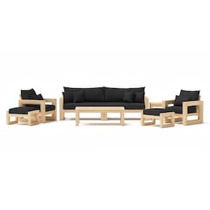 Benson 8-Piece Wood Patio Conversation Set with Canvas Black Cushions