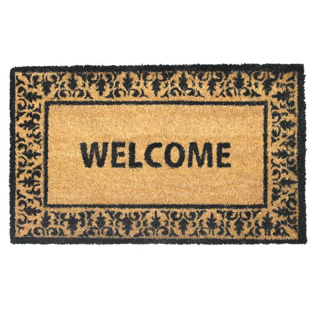 Welcome Natural 18 in. W x 30 in. L Coir Non-Slip Indoor Outdoor Door Mat