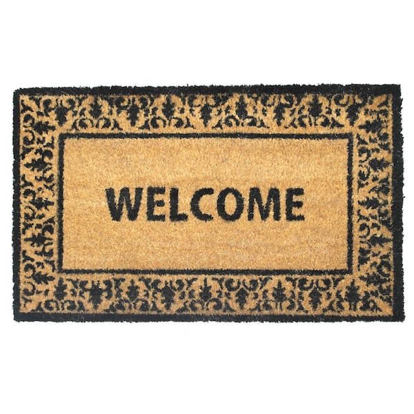 Unbranded Welcome Natural 18 in. W x 30 in. L Coir Non-Slip Indoor Outdoor Door Mat
