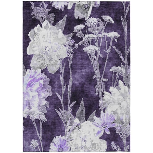 Chantille Machine Washable Indoor/Outdoor Abstract ACN2796 Eggplant 3 ft. x 5 ft. Area Rug