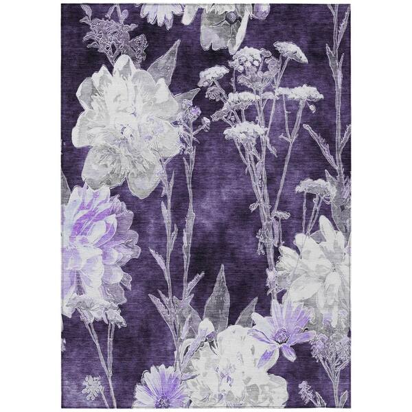 Chantille Machine Washable Indoor/Outdoor Abstract ACN2796 Eggplant 9 ft. x 12 ft. Area Rug