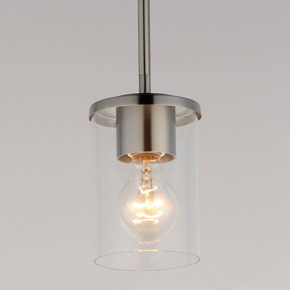 Corona Satin Nickel 5'' Mini Pendant with Glass Shade