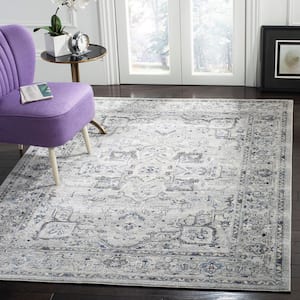 Charleston Gray/Dark Gray 7 ft. x 7 ft. Square Distressed Border Area Rug