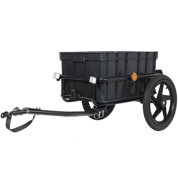 2-in-1 Bike Cargo Trailer and Pushcart-Heavy-Duty Steel Bicycle Wagon with Removable Storage Box with 16 in. Tires