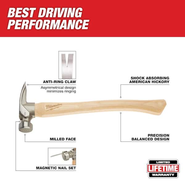 19 oz. Wood Milled Face Hickory Framing Hammer