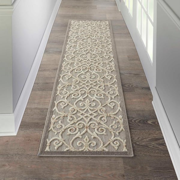Aloha Natural 2 ft. x 8 ft. Kitchen Runner Moroccan Modern Indoor/Outdoor Patio Area Rug