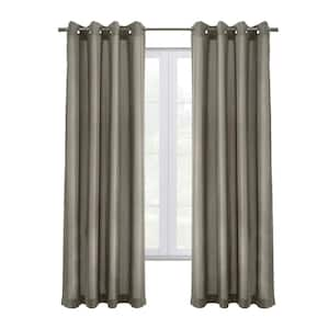 Edison Light Grey 52 in. W x 84 in. L Grommet Total Blackout Curtain Panel