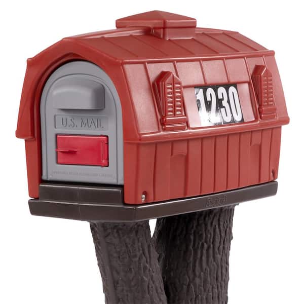 Rustic Barn Burnt Red / Espresso Post Mount Mailbox Rustic Barn Burnt Red / Espresso Post Mount Mailbox