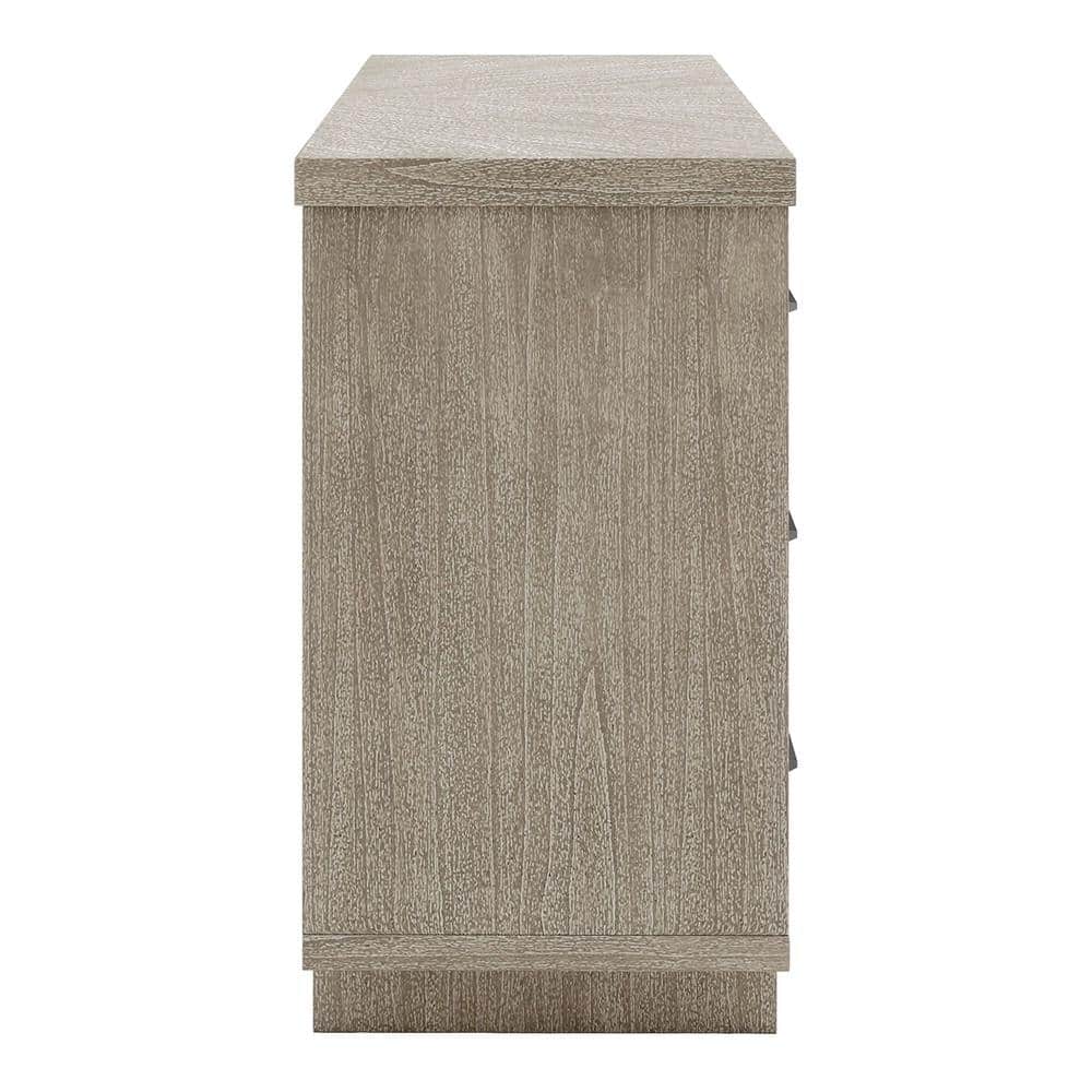 Natural Wood 60" Modern Farmhouse Server with Black Iron Handles