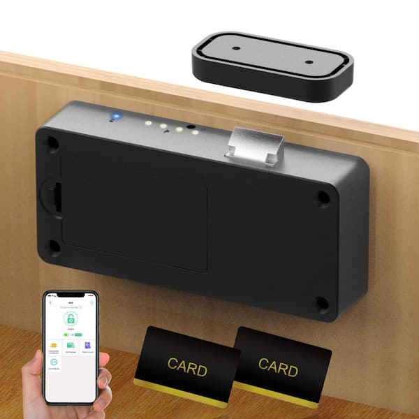 Hidden No Drill Smart Cabinet Lock, Keyless RFID Bluetooth Cabinet Locks for Kitchen Cupboard and Closet