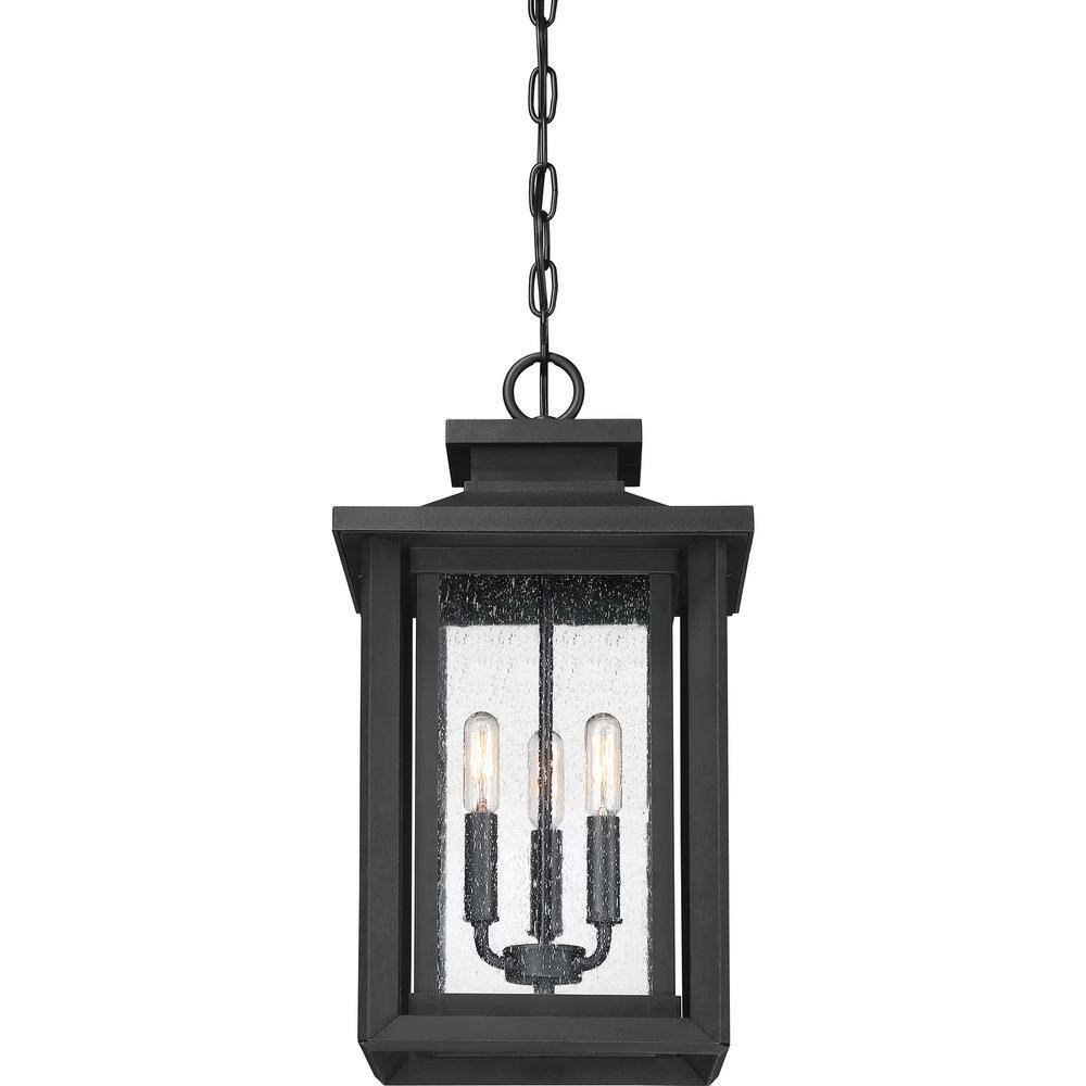 Wakefield Earth Black Glass 3-Light Outdoor Pendant