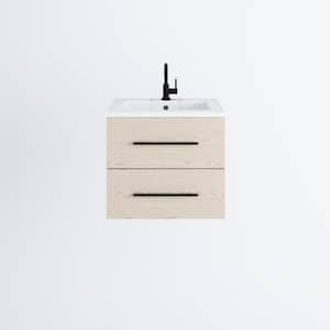 Napa 24 in. W x 20 in. D Single Sink Bathroom Vanity Wall Mounted In Natural Oak with Acrylic Integrated Countertop