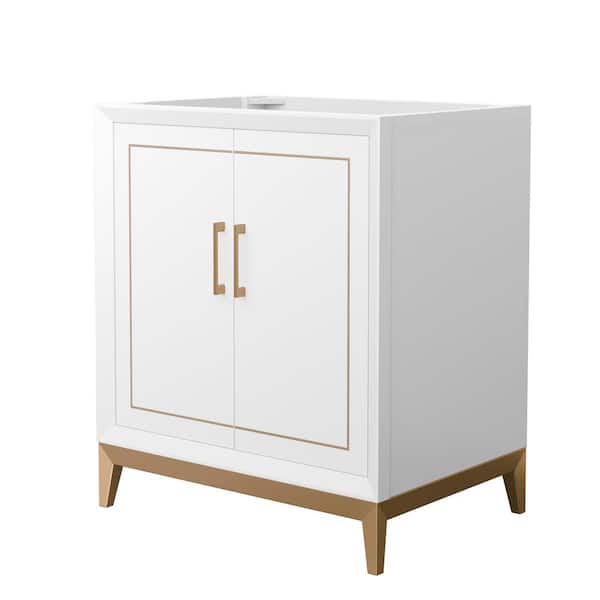 Wyndham Collection Marlena 29.5 in. W x 21.75 in. D x 34.5 in. H Single Bath Vanity Cabinet without Top in White