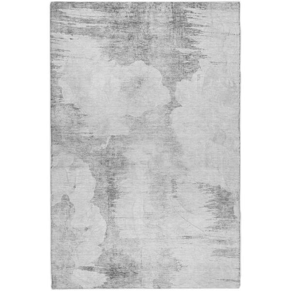 Dream Shag Premium Machine Washable Abstract ADS710 Silver 8 ft. x 10 ft. Area Rug