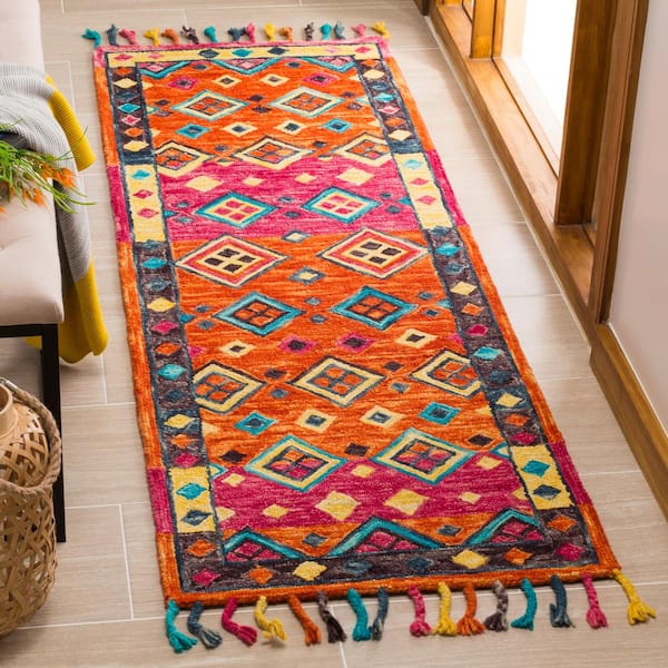 Aspen Orange/Fuchsia 2 ft. x 13 ft. Floral Runner Rug