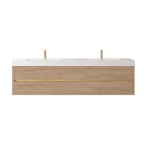 Palencia 84 in.W x 19.7 in.D x 23.6 in.H Double Bath Vanity in N.American Oak with White Composite Stone Top