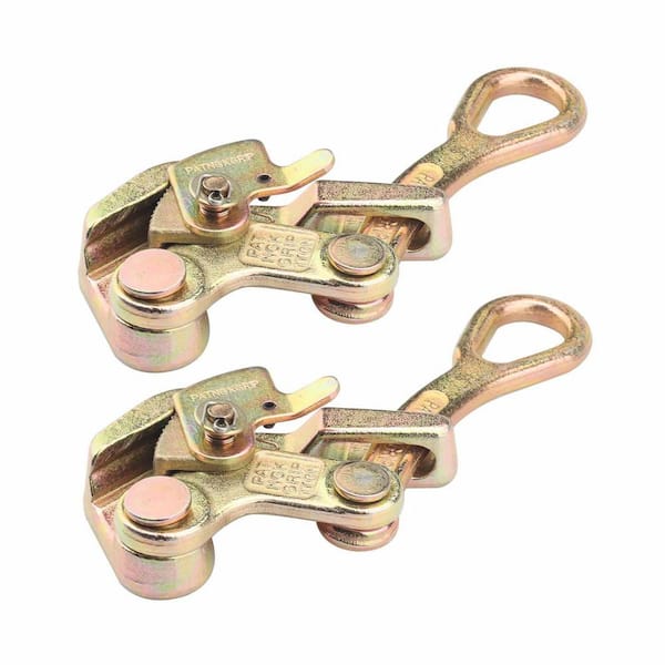 Steel Wire Puller Cable Grip 1 Ton 2210 lbs. Load Heavy Duty Wire Rope Pulling Tool Silver (2-Pack)