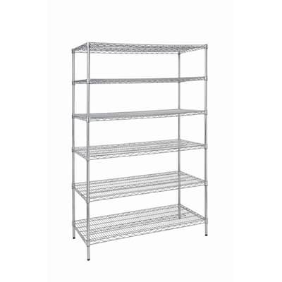 6-Tier Commercial Grade Heavy Duty Steel Wire Shelving Unit in Chrome (48 in. W x 72 in. H x 24 in. D)