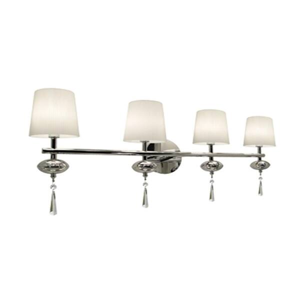 BAZZ Versa Series 4-Light Chrome Halogen Quadruple Wall Fixture with White Textured Glass Shades-DISCONTINUED