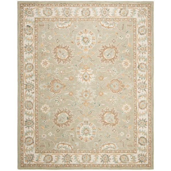 Blossom 11 ft. x 15 ft. Sage/Ivory Floral Antique Border Area Rug