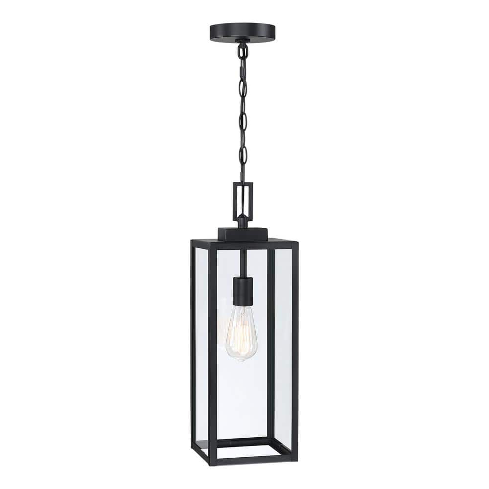 Alfa 21.5 in. 1-Light Matte Black Outdoor Hanging Lantern Pendant Light with Clear Glass price history on PriceWatchPro