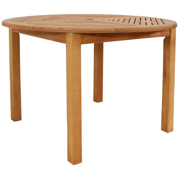 Sunnydaze Meranti 42 in. Wood Outdoor Patio Dining Table with Teak Oil Finish