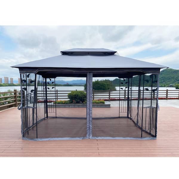 13 ft. x 10 ft. Outdoor Metal Patio Gazebo Canopy Tent with