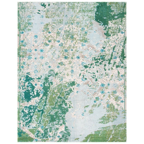 SAFAVIEH Madison Green/Blue 10 ft. x 14 ft. Geometric Abstract Area Rug