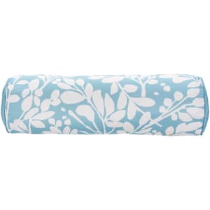 Waverly Turquoise Floral 20 in. x 6 in. Indoor/Outdoor Bolster Throw Pillow